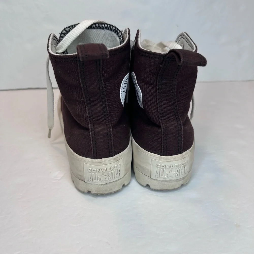 Converse kids High-Top Platform Sneakers Brown and White Shoes Size 6